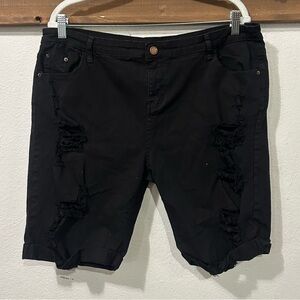 ROSWEAR DENIM WOMEN BLACK XXL SHORTS Distressed (856)